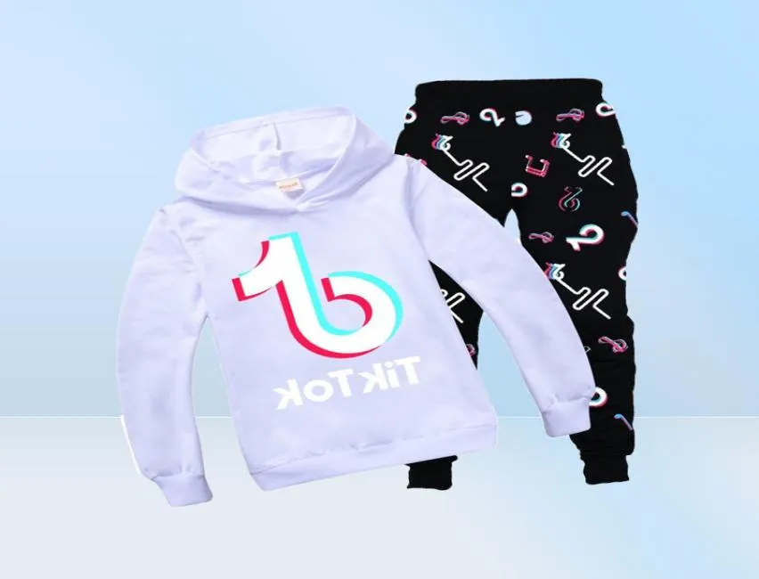 Tik Tok Set na Big Boy Girl Tracksuit Autumn Kid Bluza z kapturem nadruk spodni strój sportowy 12 lat L28362579967