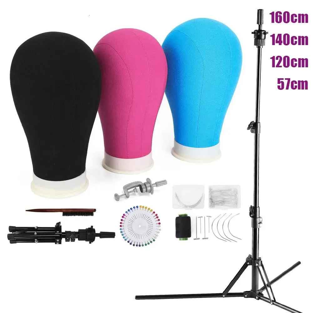 Stand Wig Stand Training Head Kit Manikin Head for Wigs Maronquin head for wig making stands trans tripod professional head canvas blo