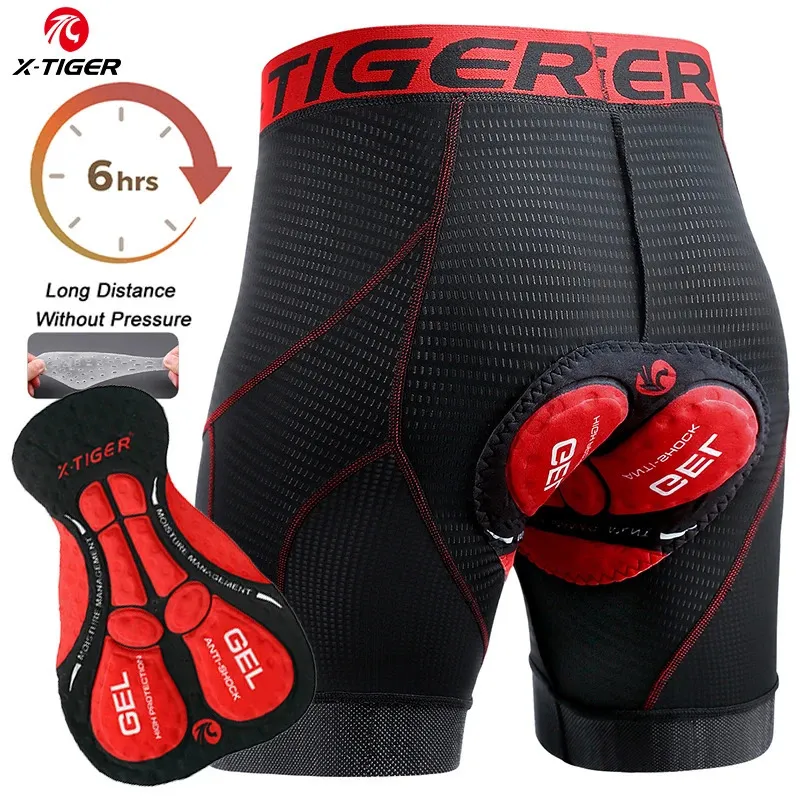 X-TIGER hommes Shorts de cyclisme respirant maille sous-vêtements de cyclisme Gel Pad antichoc vtt vélo Shorts baisse sous-vêtements de vélo 240105