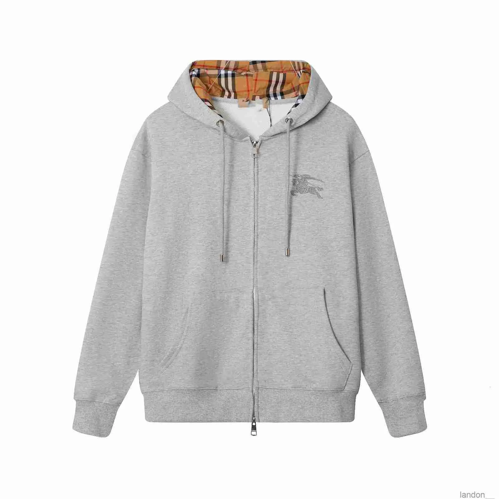 Ba Jia Warrior Horse Embroidery Classic 460g High Edition Terry Hooded Coat Autumn/Winter Zipper Plaid Long