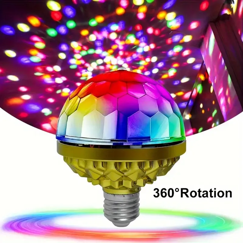 1 st färgglad roterande magisk ljus, 9W RGB Ny LED Disco Ball Light, färgglad roterande glödlampa, julfödelsedagstjärnhimmelprojektionsljus