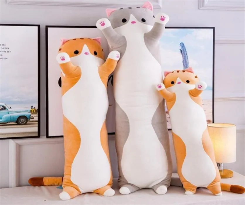 110 cm Big Sausage Cat Plush Toys Stuffed Animals Kawaii Plushie Soft Dolls Sleep Pillow Baby Companion Birthday Presents for Kids 2202503873