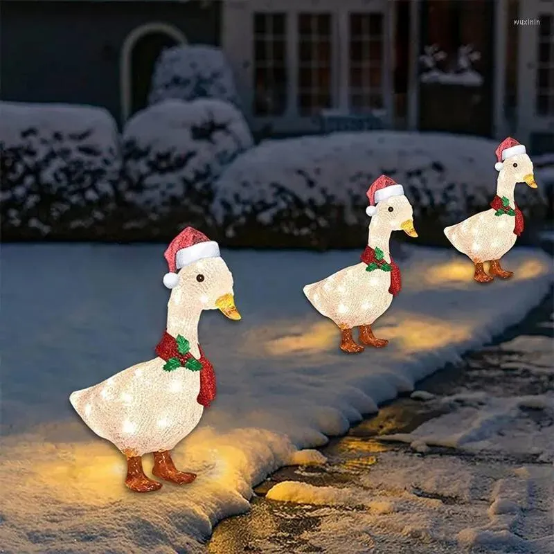 Decorations Christmas Decorations LightUp Duck With Scarf Decoration LED Outdoor Xmas Yard Art Atmosphere For Garden Patio Lawn