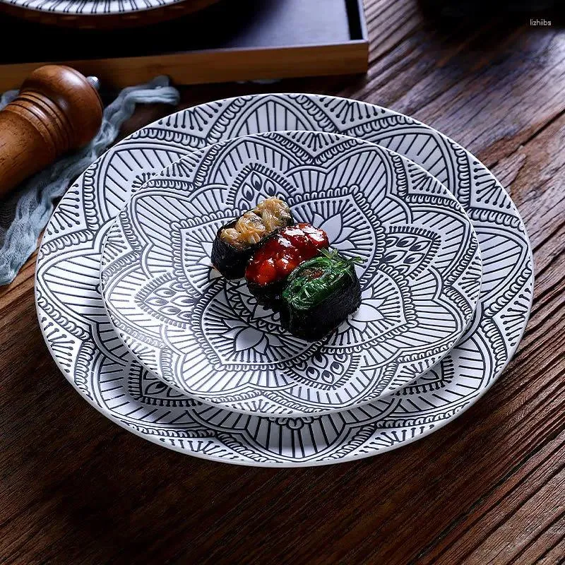 Borden Creatieve Keramische Westerse Plaat Eetkamer Salade Rond Grote Dim Sum Huishoudelijke Gerechten En Sushi