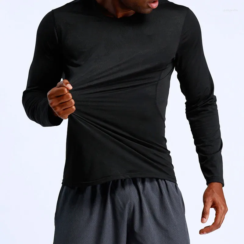 Herr t-skjortor snabbt torkande sport långärmad topp t-shirt basket löpning träning lös fitness t-shirts man