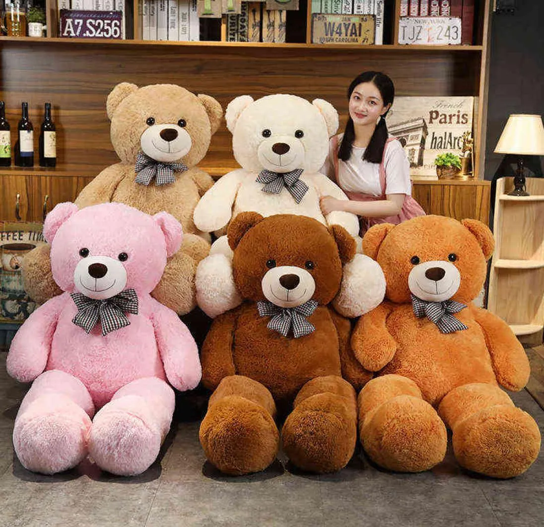 Giant 95120140cm Soft Teddy Bear Plush Toys Pinkbrown Bear Super Big Kraming Pillow Animal Cushion Children Birthday Present AA2201527080