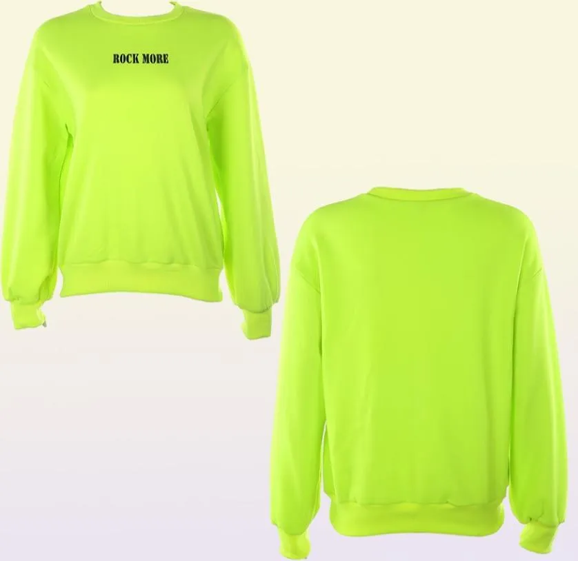 Darlingaga streetwear löst neongrön tröja kvinnor pullover brev tryckt avslappnade vintertröjor hoodies kpop kläder t29383095