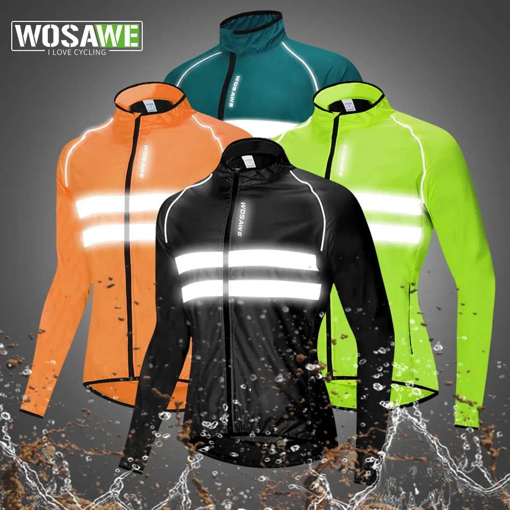 Wosawe Men Cycling Windbreaker MTB Rower Long Sleeve Fat Wodoodporny sportowy sportowy rower Jersey Rower Cylling 240105