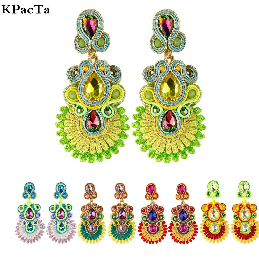 Jewelry Kpacta 2021 Vintage Ethnic Bohemia Drop Ladies Earrings for Women Tassel Earrings Soutache Jewelry Party Gift