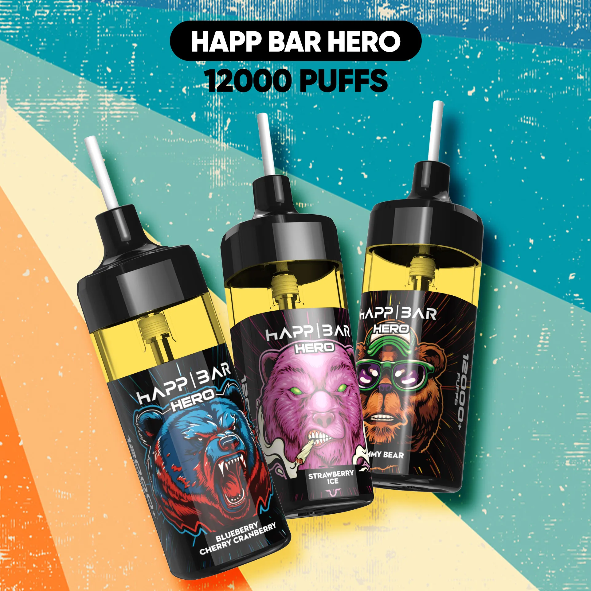 Original happ vape 12k Puff Einweg-Vape-Stift, 0,8 Ohm Mesh-Spule, 16 ml vorgefüllter Pod, 650 mAh wiederaufladbarer Akku, E-Zigaretten-Puffs 12K, 2 % 5 %, 10 Geschmacksrichtungen, schnelle Lieferung