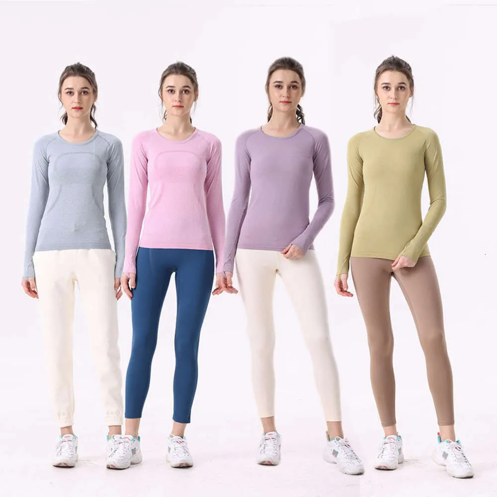 L-99 Yoga Clothes Women's Sports Long Sleeve T-shirt Running High Elastic Fast Dry Fitness Slim Fit Top Ladies White T Shirts For Women