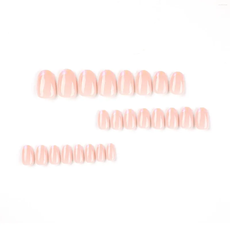 False Nails Glossy Pink Round Tips Fake Reusable Attractive Press-on For Fashion Girls Hand Decoration