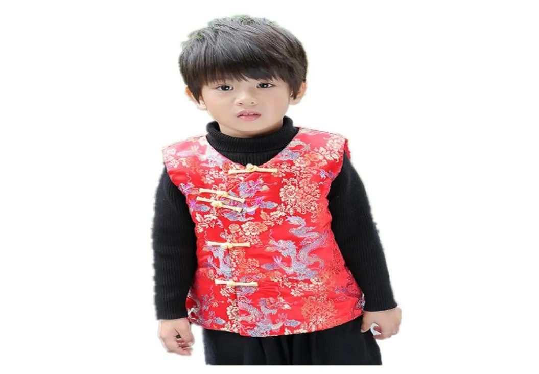 Winter Children Waistcoat Chinese New Year Baby Boy Vest Jacket Kids Tang Clothes Boys Coat Cheongsam Outfit Sleeveless Top 2104137919917