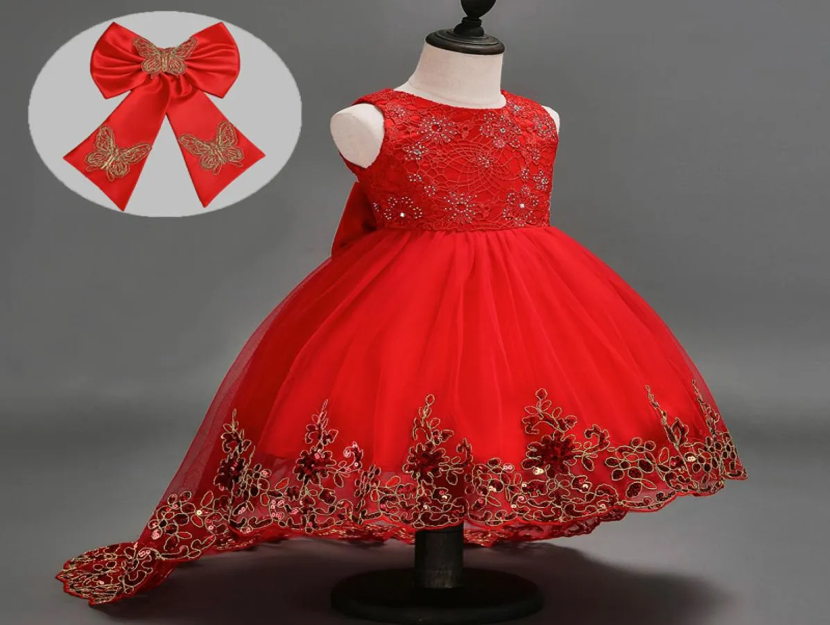 Vestido para niñas pequeñas, tutú de manga corta con lazo de encaje, vestidos de princesa para niños, vestido largo hasta el suelo para boda, vestido de princesa para fiesta de niña 3 C6210255