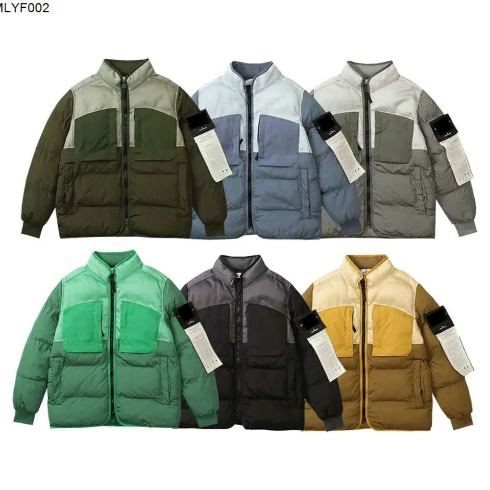 Yüksek versiyon taş ayakta duran yaka ceket tasarımcısı aşağı pamuk sonbahar ve kış erkek silah rozeti ceket Avrupa Amerikan boyutu