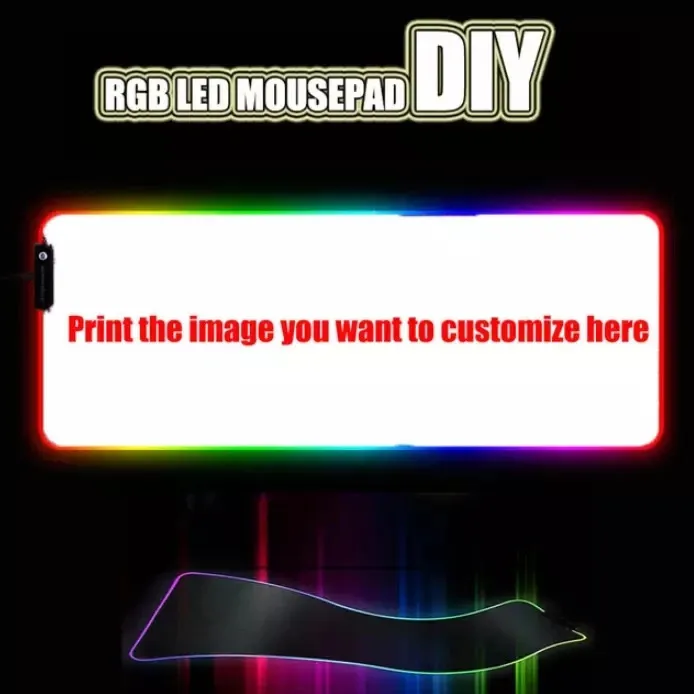 DIY Anpassad personlig musplatta LED -belysning stor spelmousepad RGB -belysning Laptop Desk Mat Rubber Gamer Pad Carpet 240105