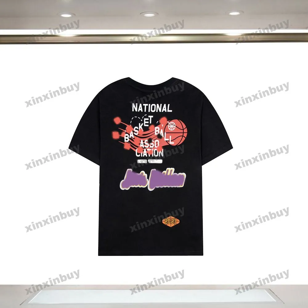 Xinxinbuy 2024 Men Designer Tee Tシャツバスケットボールパッチエンプロードクルーネック半袖女性ブラックホワイトXS-XL