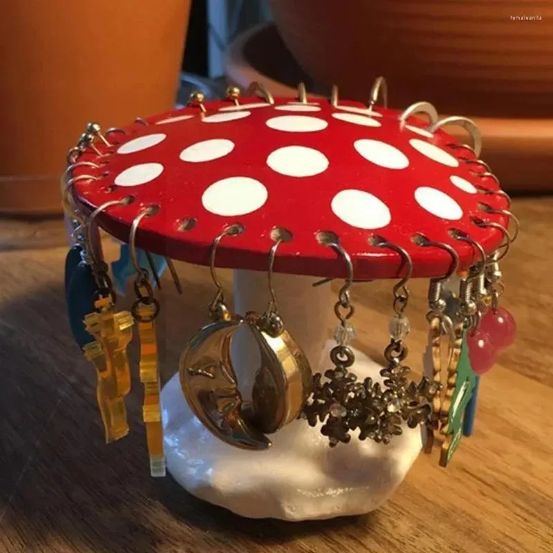 Jewelry Pouches Fashion Mushroom Shape Earring Holder 26 Holes Earrings Storage Rack Display Home Desktop Ornament Stand Resin Organizer