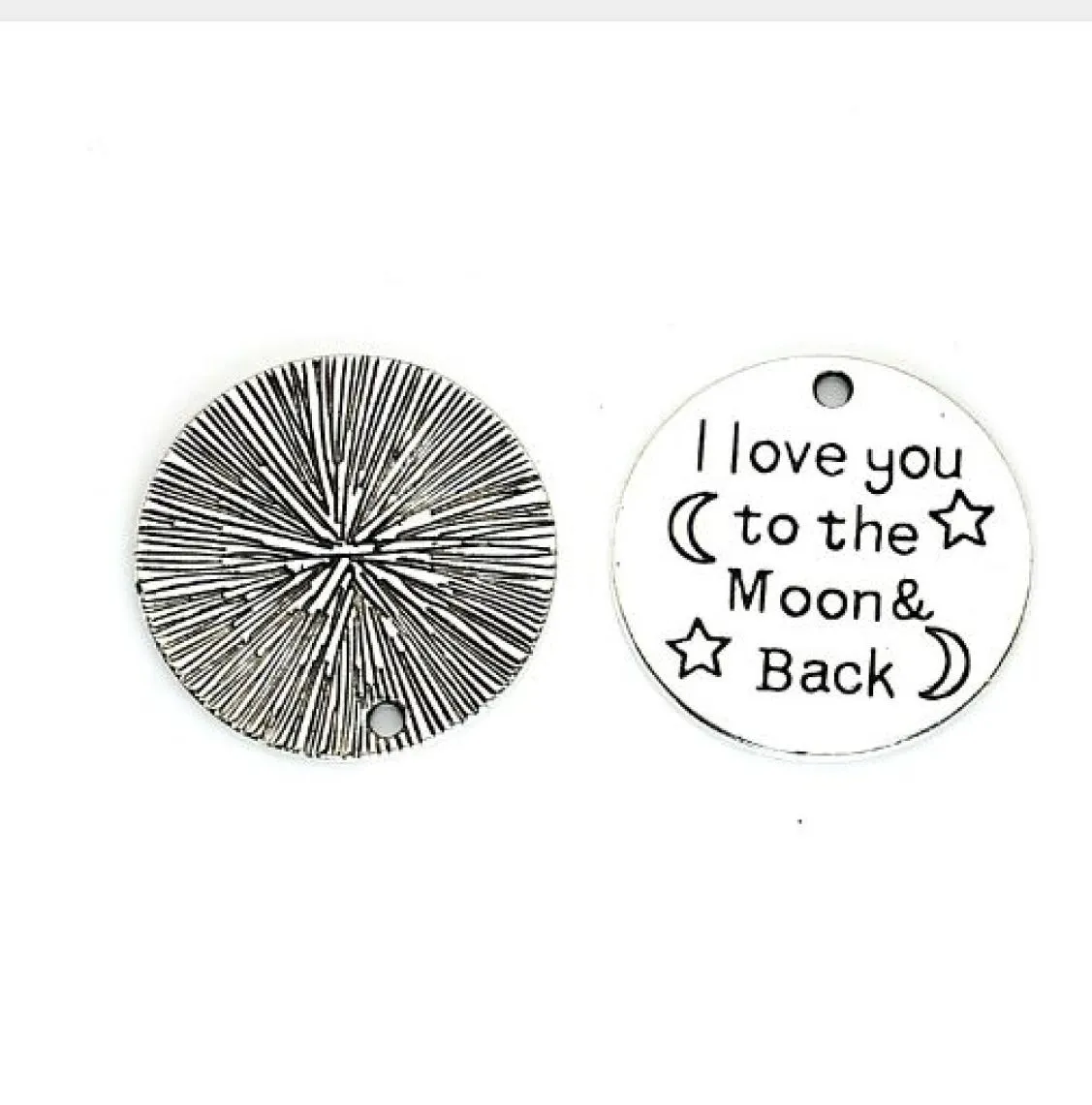 100pcs Antique Silver I Love You to the Moon and Back Charms Wisianty 25 mm9439345