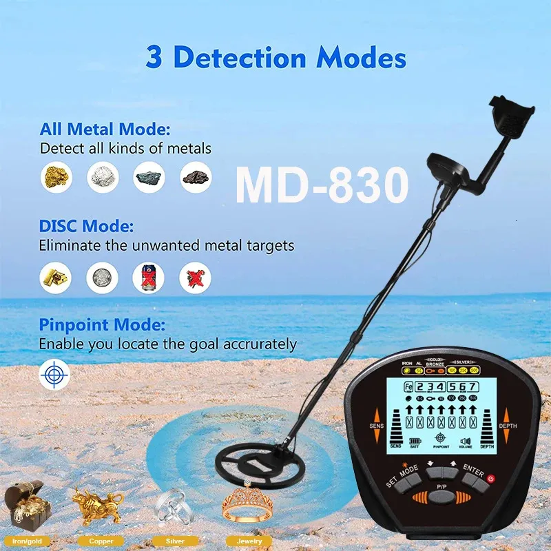 MD830 Détecteur de métaux Profondeur souterraine 2,5 m Scanner Recherche Détecteur d'or de haute précision Chasseur de trésor Détection Pinpointer 240105