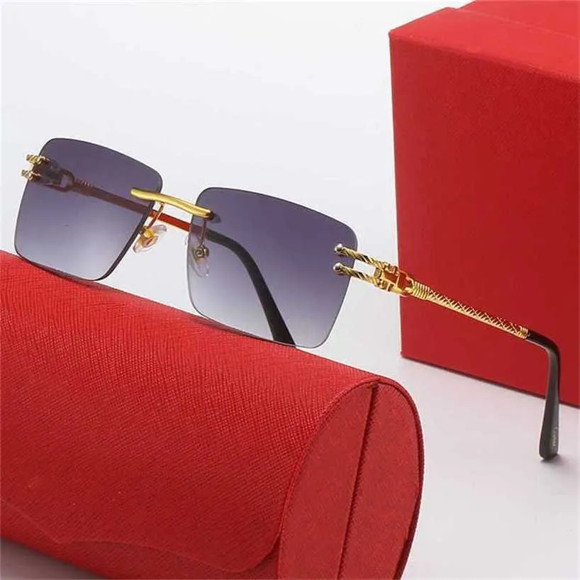 58 % Großhandel mit Sonnenbrillen. Neue Metal Craft Fried Dough Twists Leg Herren-Modetrend, rahmenlose Sonnenbrille für Damen