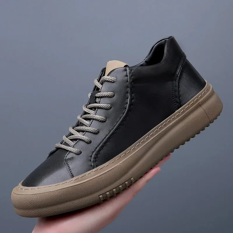 Echt het hele seizoen van Lace Up's casual lederen buitenwandsportschoenen voor mannen 240106