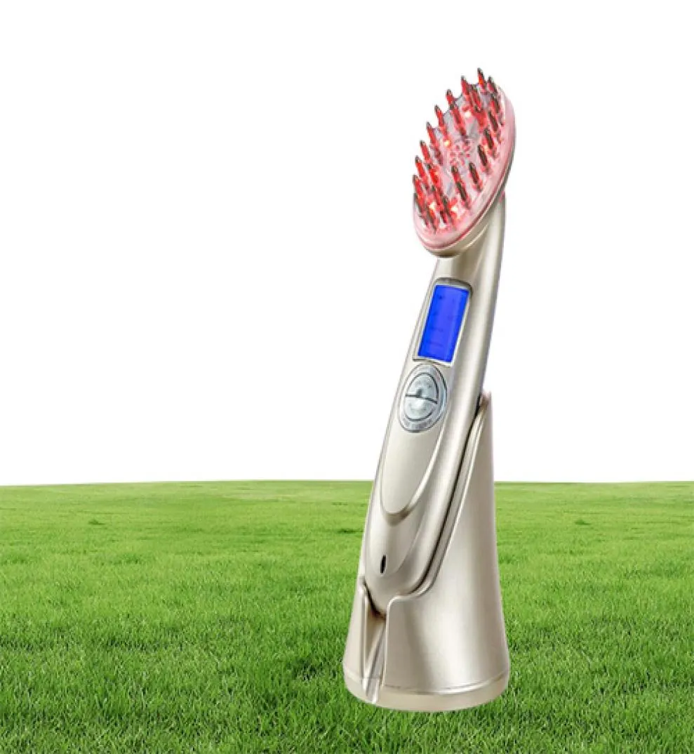 Ny 4 i 1 LCD -uppladdningsbar Electric Laser REGrowth Hair Comb Grow Hair Brush Scalp Massager Anti Hair Loss Health Care Machine9312205