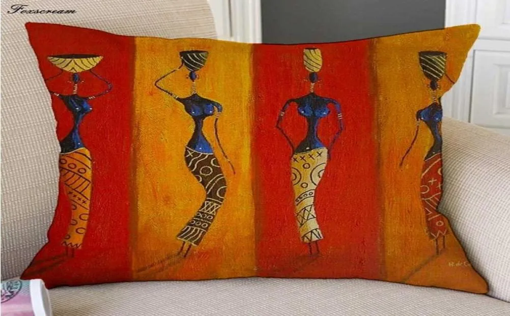 Peinture à l'huile abstraite africaine, taie d'oreiller décorative pour canapé, style de vie africain, beau salon, décoration exotique, housse de coussin 8438863