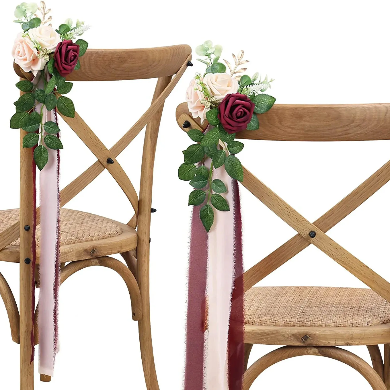 Dusty Rose White Boho Wedding Chair Flower Artificial Floral Aisle Decor From Wai09 17.84 DHgate.Com