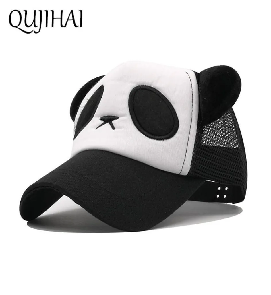 Qujiahi dziecięcy kapelusz panda czapka siatkowa Outdoor Sun Hat Shade Baseball Cap Boy Girl Size 4555 CM Snapback4154979