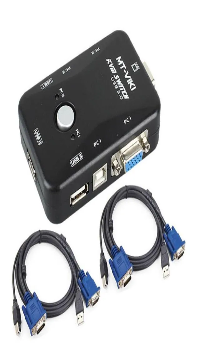 2 Port USB KVM Switcher Switcher SVGA VGA مربع مع كابلات لجهاز لوحة مفاتيح Mouse Mouse 192014405507665