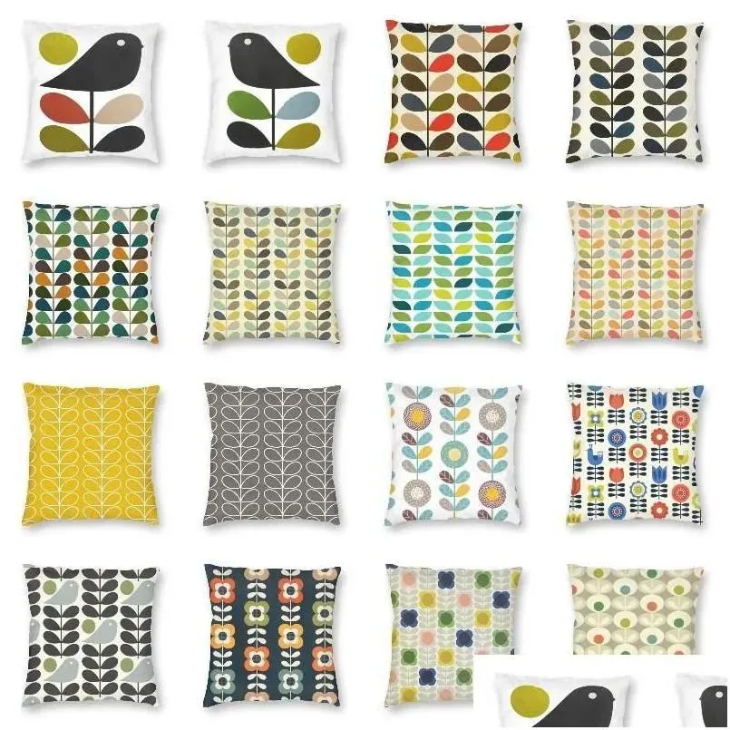 Подушка/декоративная подушка Orla Kiely Mti Stem And Bird Cushion Er скандинавский цветок напольный чехол для гостиной диван наволочка H