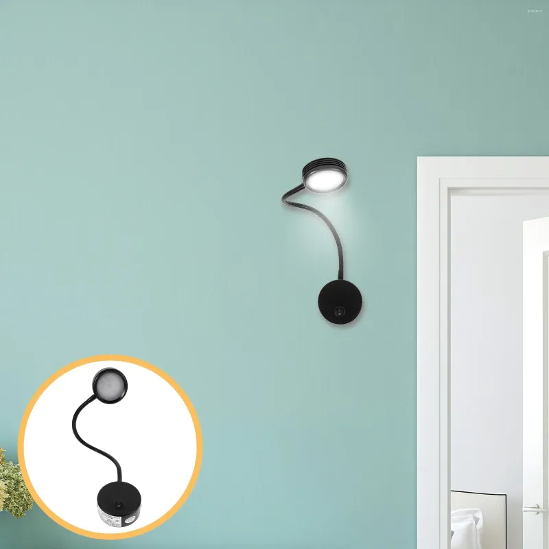 Wandlamp Bedrading Flexibele 3W Zwanenhals Led-lichtverlichting voor slaapkamer Lezen Badkamer met wit (zwart)