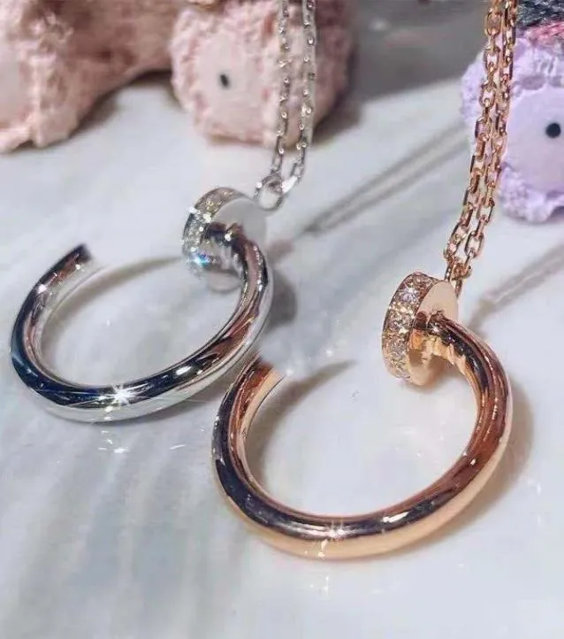 Nieuwe stijl diamanten gouden zilveren hanger ketting voor mannen en vrouwen mode-ontwerper ontwerp roestvrijstalen nagel sieraden2686015
