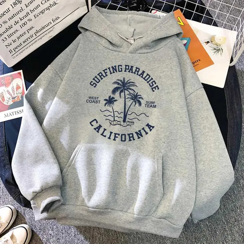 Hoodies das mulheres moletom surf paraíso costa oeste califórnia moletom feminino hip hop hoodie desenhos animados solto sportswears outono velo mulheres com capuz