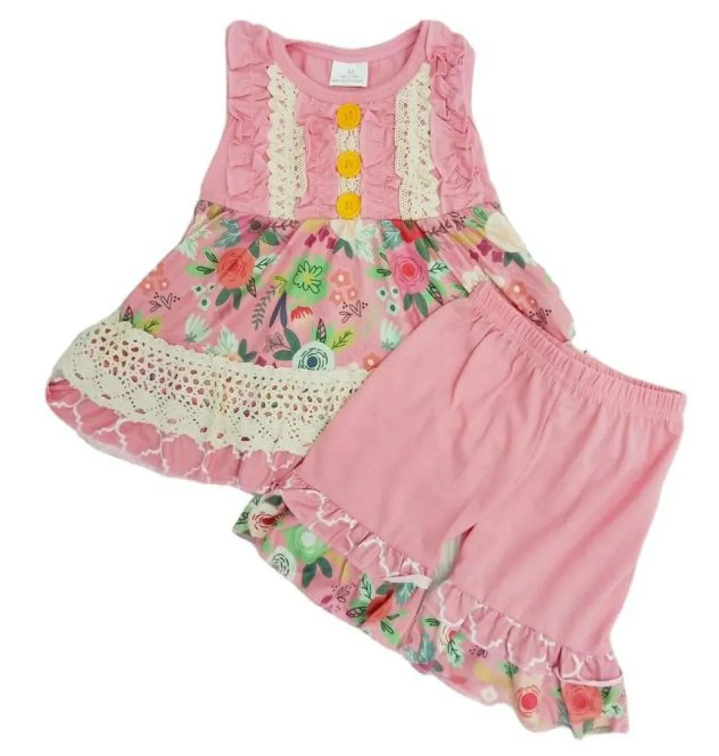 Ropa de diseñador para niños, conjunto de ropa de verano para niñas, trajes de seda de leche para bebés pequeños, conjunto de pantalón corto sin mangas, ropa de boutique para niños2237030