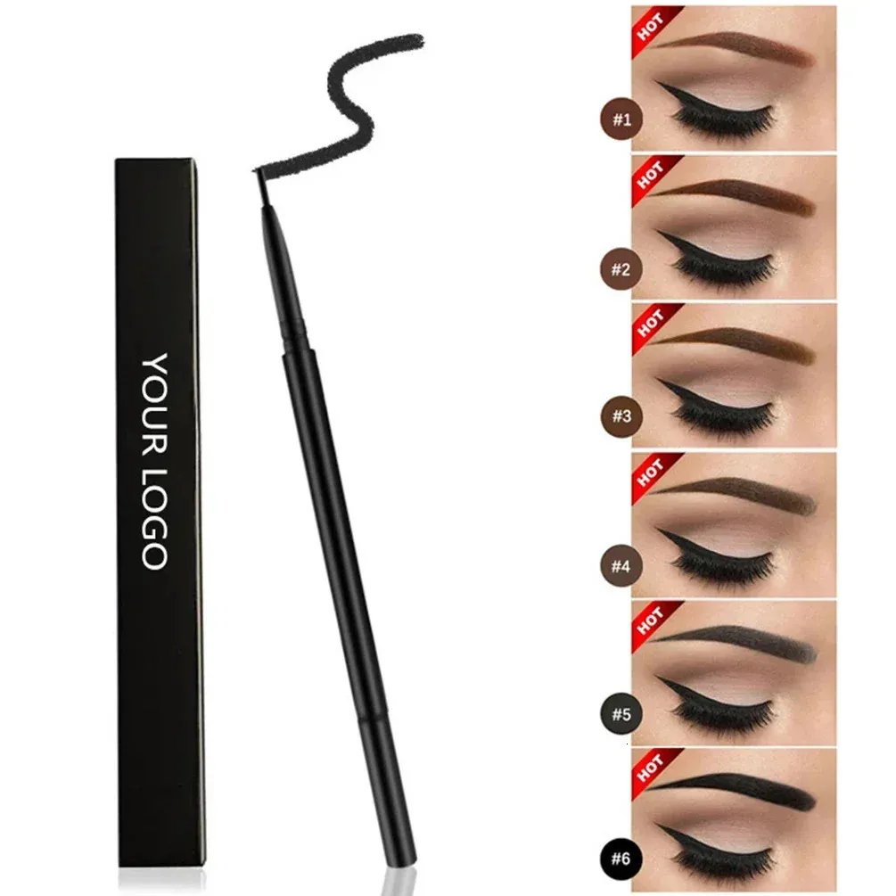 Crayon à sourcils personnalisé en vrac 6 couleurs Marque privée 1,5 mm Sourcils ultra-minces à double tête Imperméable à l'eau et à la transpiration Maquillage longue durée 240106