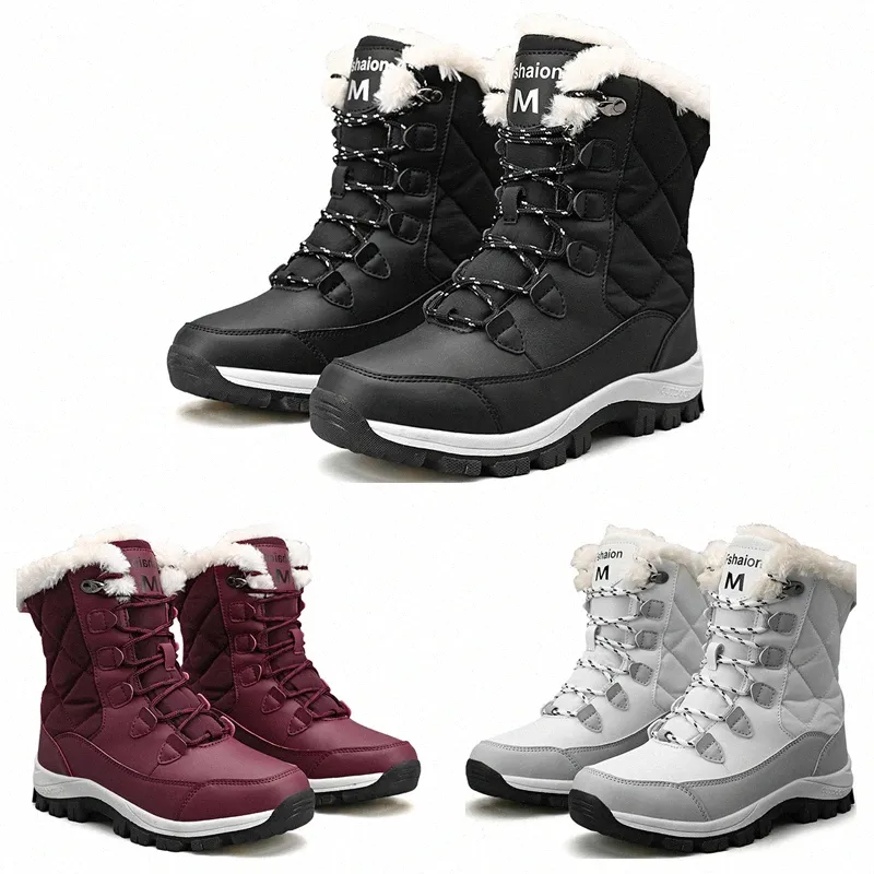 2024 Original No Brand Women Boots High Low Black White Wine Red Classic Ankle Short Womens Snow Winter Boot Storlek 5-10 A20F#