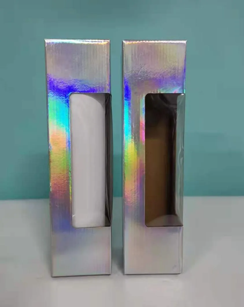 holographic box fit 20oz 30oz straight skinny stainless steel tumbler with plastic lids laser boxes and support customization by s9075305