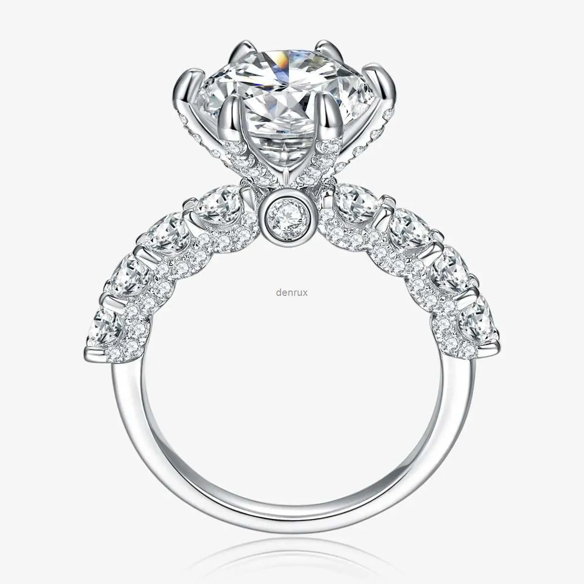 Anelli di banda 5ct di lusso vero moissanite diamanti cluster da donna anello al 100% sterling s925 fidanzamento nuziale mezza eternità anelli di gioielli sottili240105