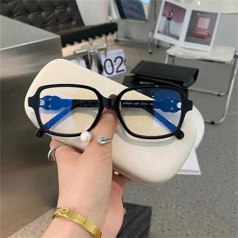 10％オフサングラス新しい高品質のXiaoxiang同じスタイル3419小さなプレートメガネプレーンカラーブラックスクエア眼鏡フレームは異なる目に合うことができます