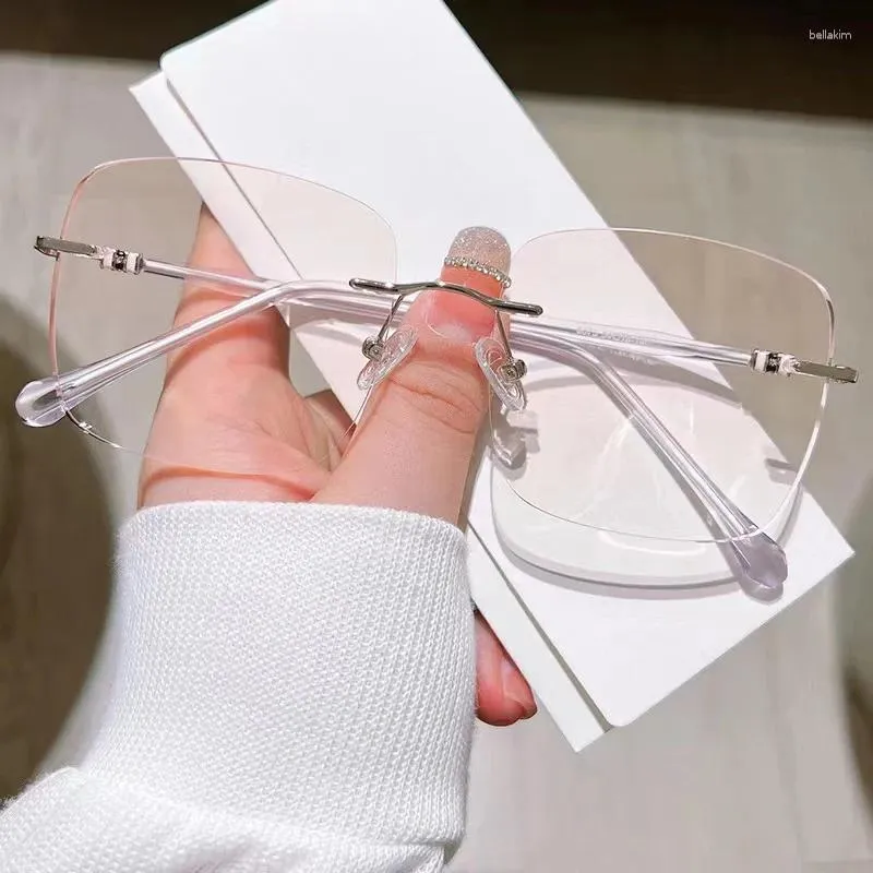 Güneş gözlüğü çerçeveleri moda rimless gözlükler çerçeve alaşım gözlükler reçete erkek ve kadın için esnek esnek 7805