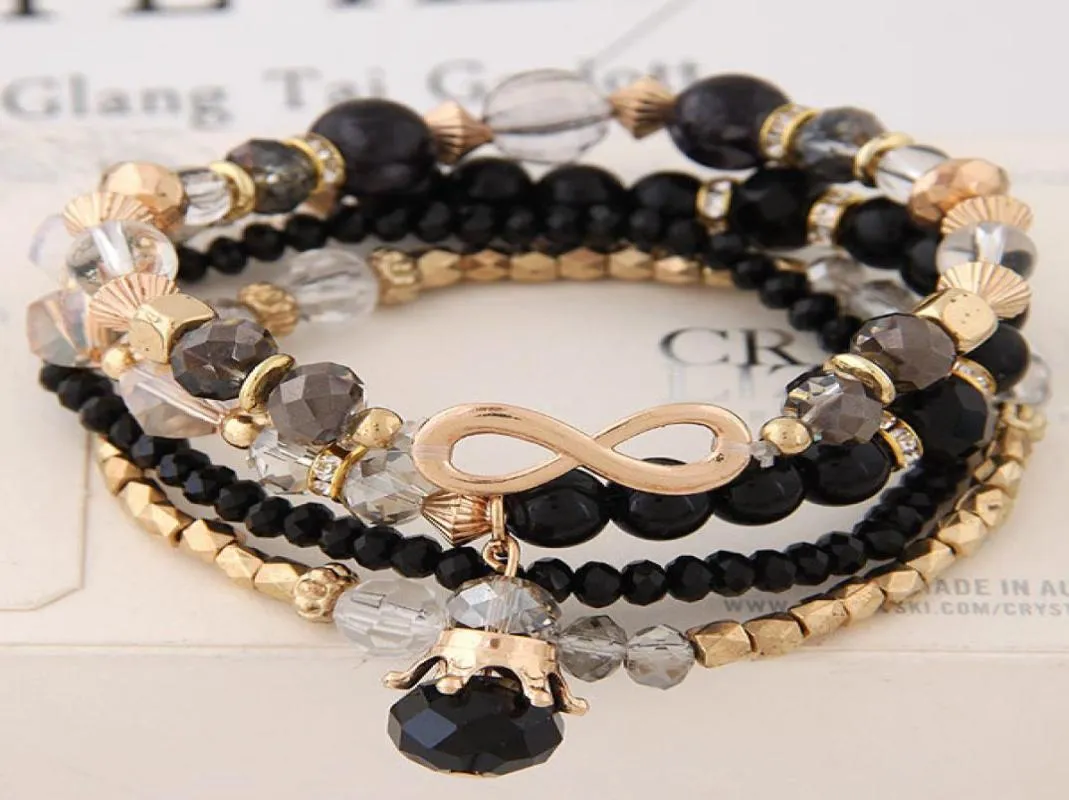 Pulseras para mujer, bisutería, gafas, cuentas de piedra, pulseras, brazaletes de oro de una dirección, pulsera elástica multicapa con dije GC1771625978