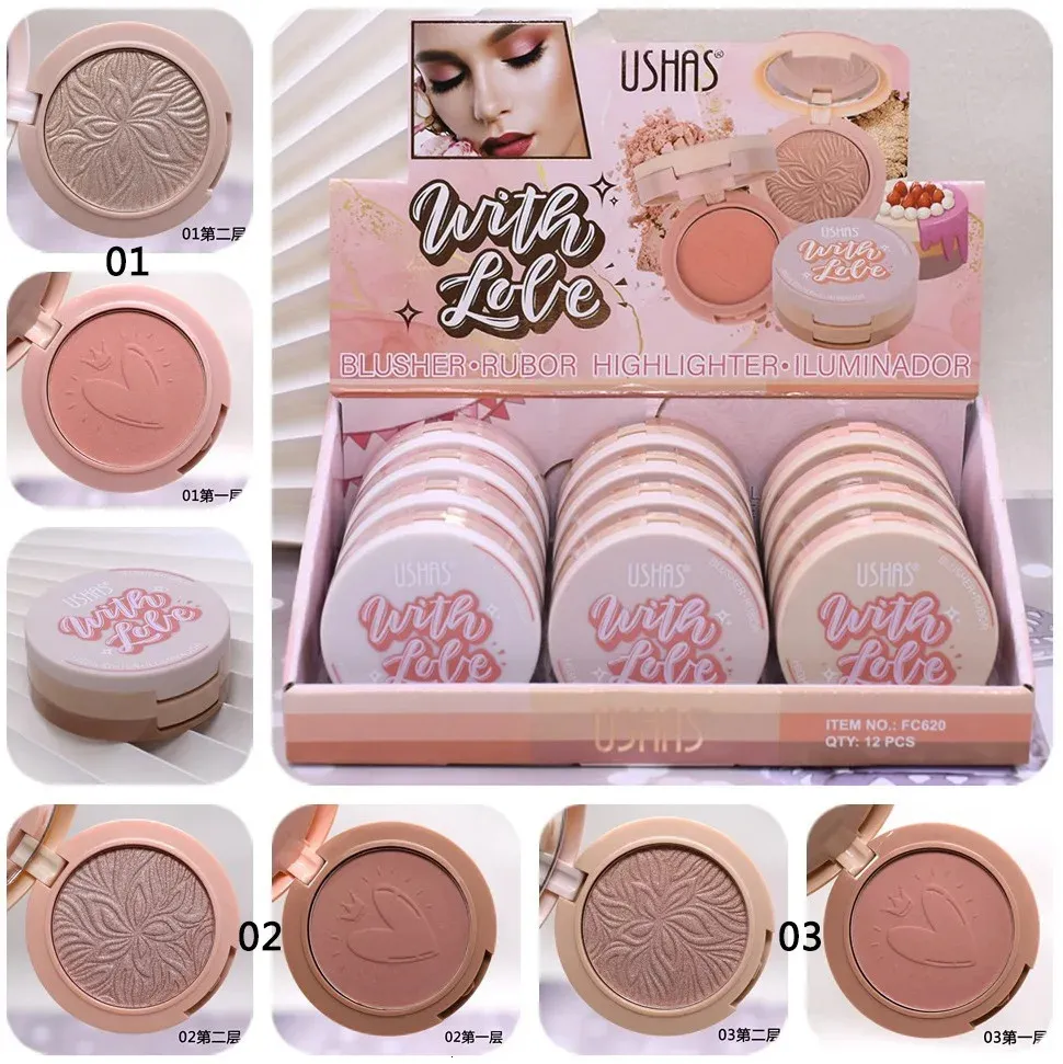 Blusher Highlighter Set Bronzer Powder Iluminadores de Maquillaje 2 i 1 Makeup Shimmer Metallic Finish Highlight Bling 240106