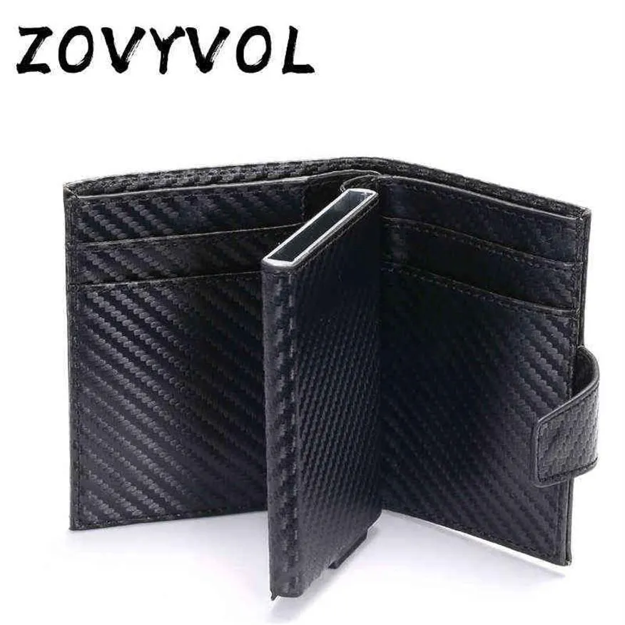 Zovyvol kort smart manlig plånbok pengar väska läder rfid mens trifold kort liten myntväskan s 211223210f