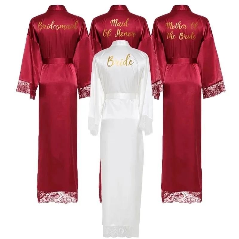 Jackets Women Long Robe Satin Robe Bridal Robe Bridesmaid Robes Lace Robe Wedding Robe Sleepwear Bathrobe Dressing Long Gowns