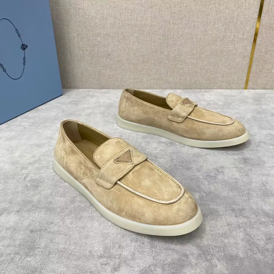 Luxo verão caminhada homens mocassins vestido tênis sapatos planos baixos camurça couro de vaca oxfords camurça mocassins sola de borracha calçado de cavalheiro sapato casual com caixa