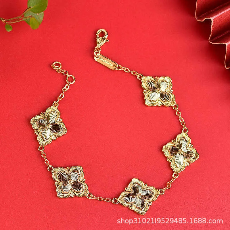 Acessórios clássicos de joias Van Vietnam Sha Jin Pulseira de quatro folhas de grama e cinco flores com vários estilos incrustados, cores completas e incorporação de diamantes da moda