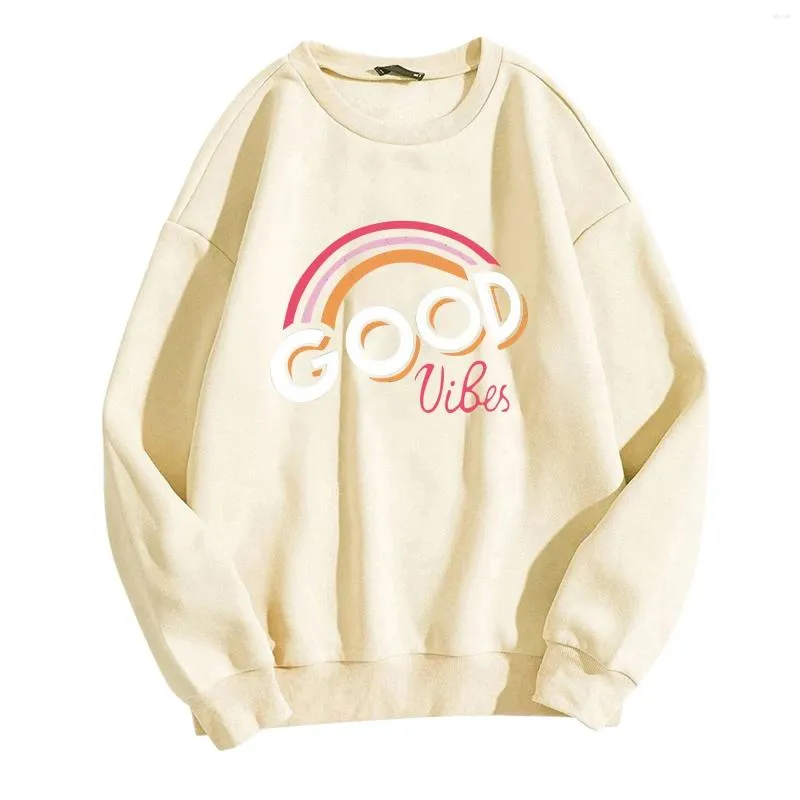 2024 Kvinnors hoodies grafiska kvinnor cutecore tröjor avslappnad långärmad tee skjortor besättning nacke pullover toppar kvinnlig hip hop mjukt