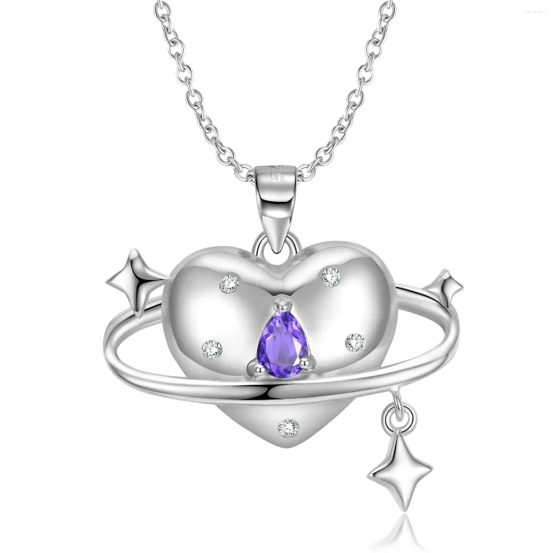 Chaînes Collier pendentif d'amour rotatif S925 en argent sterling uni incrusté de zircon polyvalent petit bijoux de vent frais